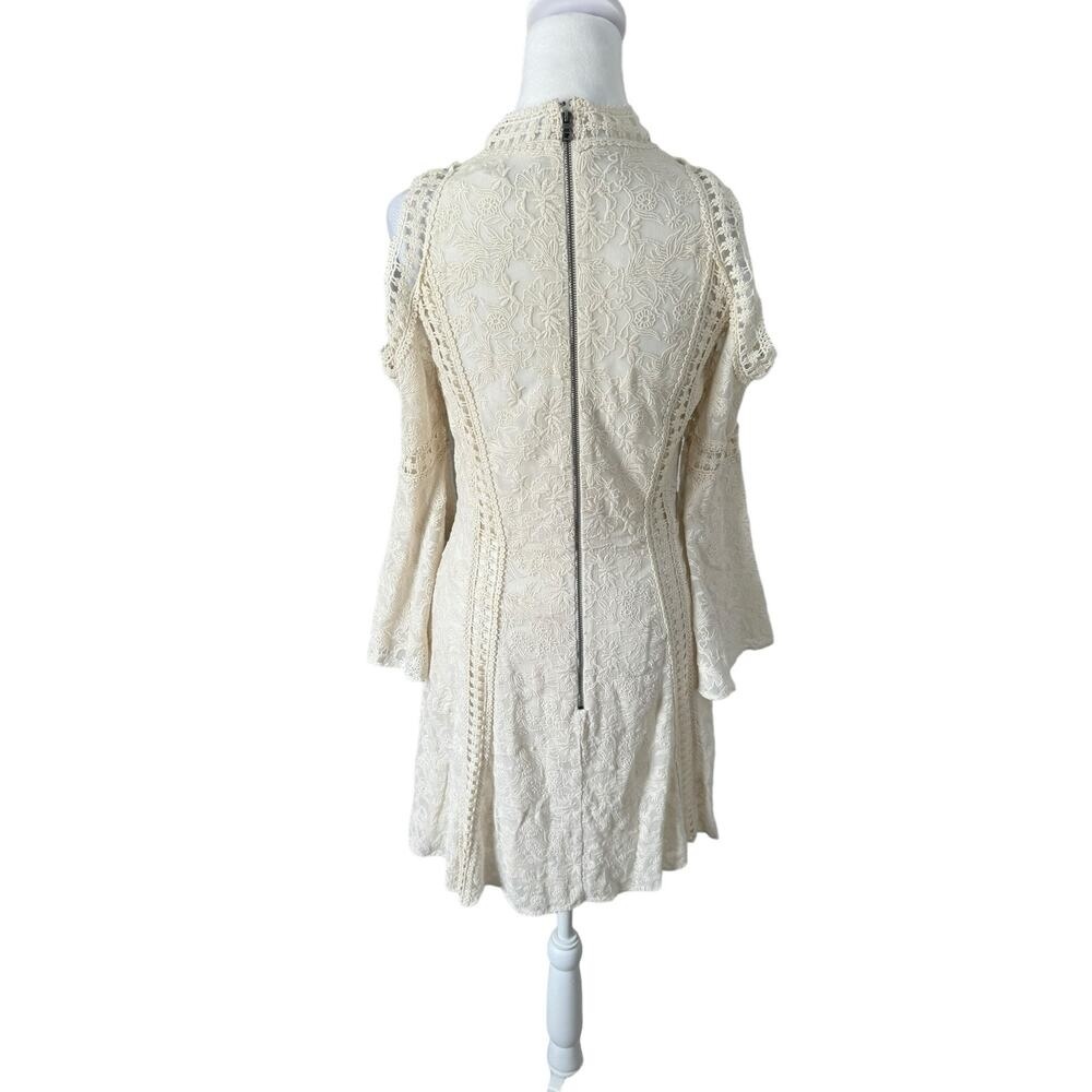Alice+Olivia Lace Short Dress Bridal Ivory Bohemian Engagement Bachelorette Sz 4 - Picture 7 of 16